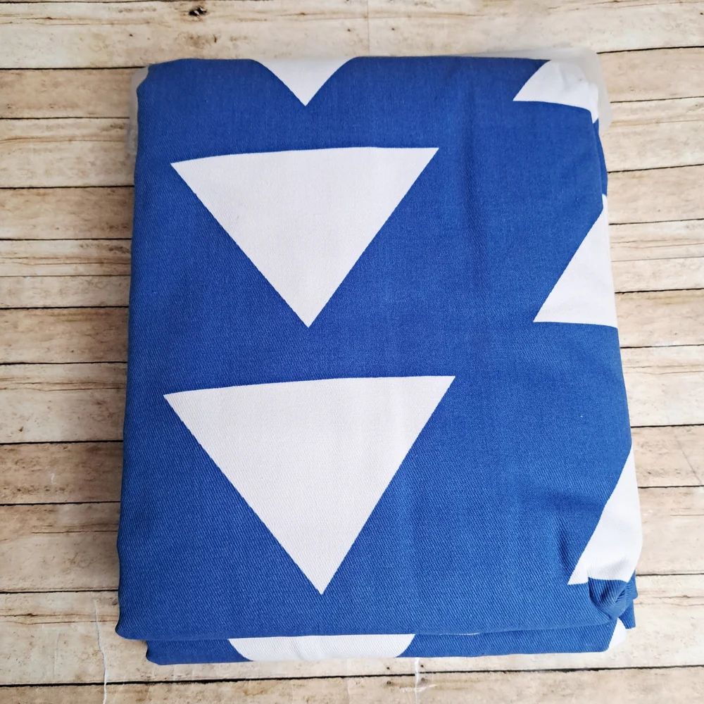Cloud Island 2 Panels Thick Blue & White Triangle Prints Curtains With Back Tab